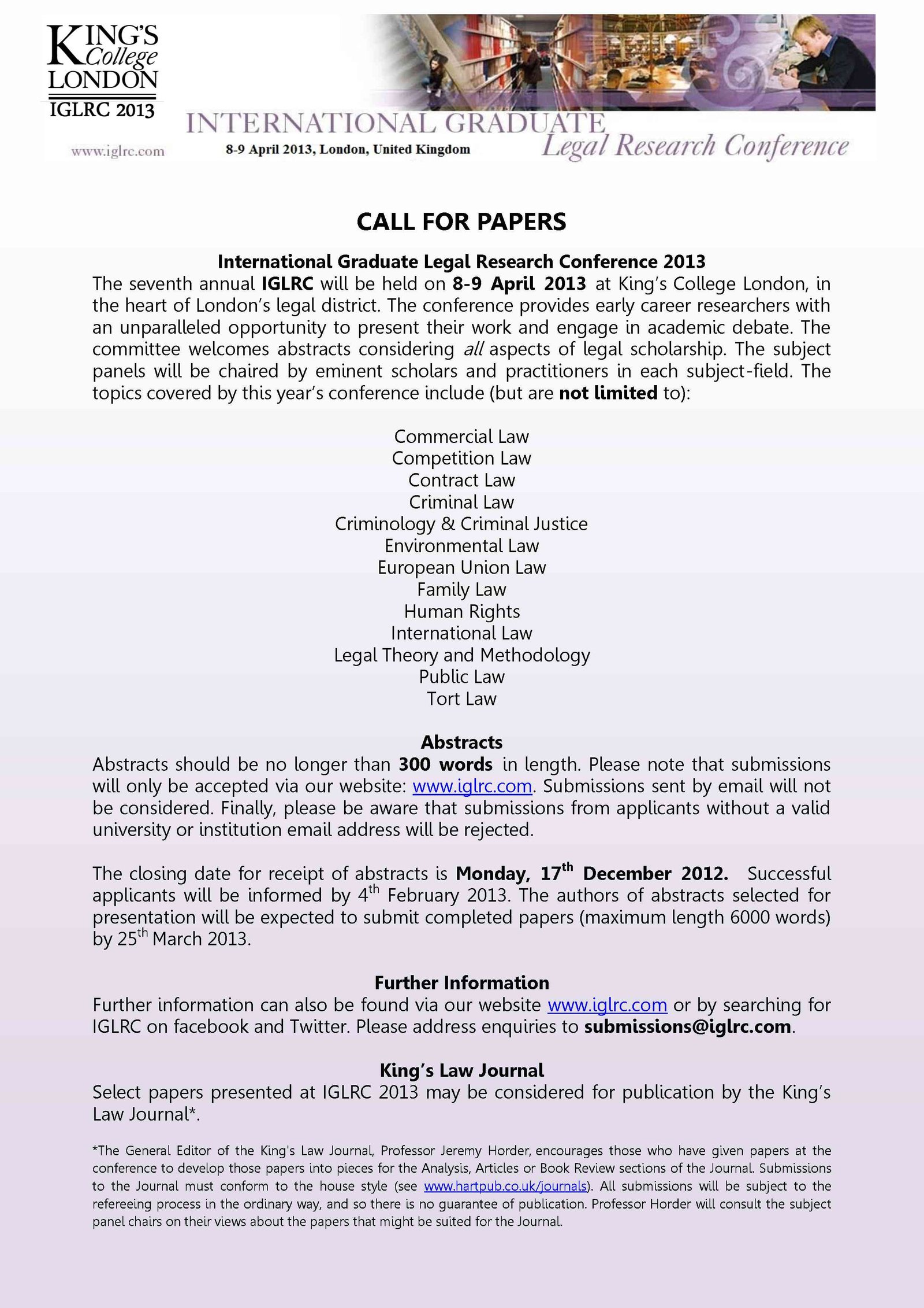 Journal of Legal Research (IJLR): Call for Editors and Papers